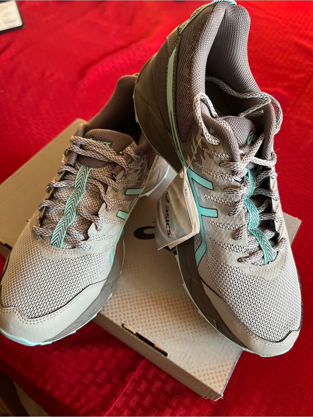 ASICS Women's Gray with Teal Athletic Running Shoes